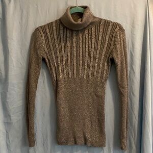 New York & Company Metallic Silver Turtleneck Sweater